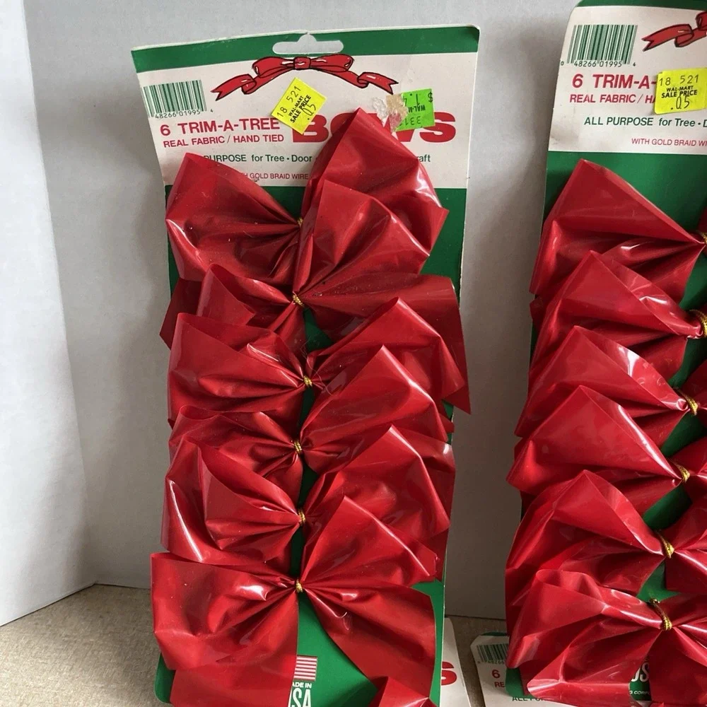 6- Vintage Trim-a-Tree Bows 6 Packs NEW In Package Christmas Decor Old Stock NOS